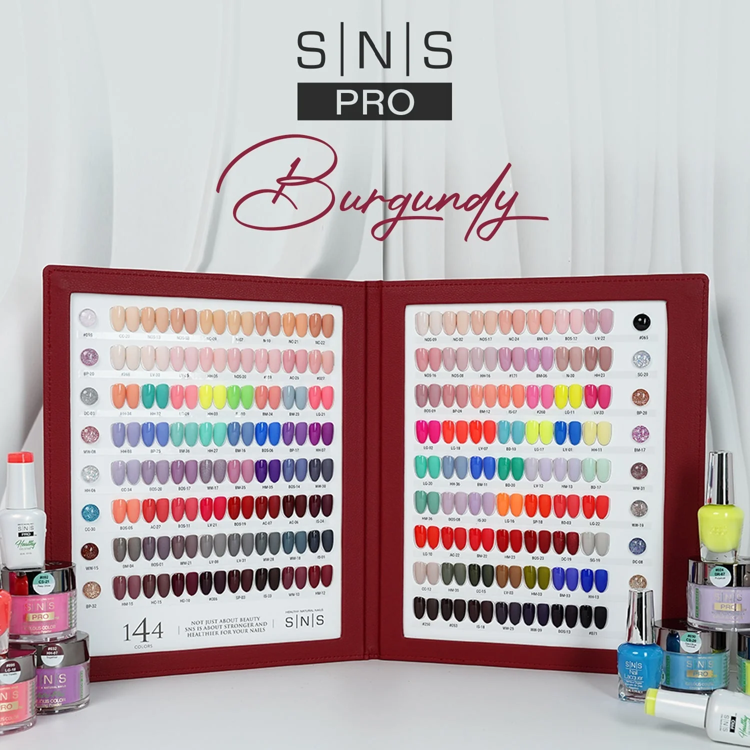 SNS Burgundy Pro 3 in 1 Collection - 144 Dip, Gel & Lacquer Matching Combos
