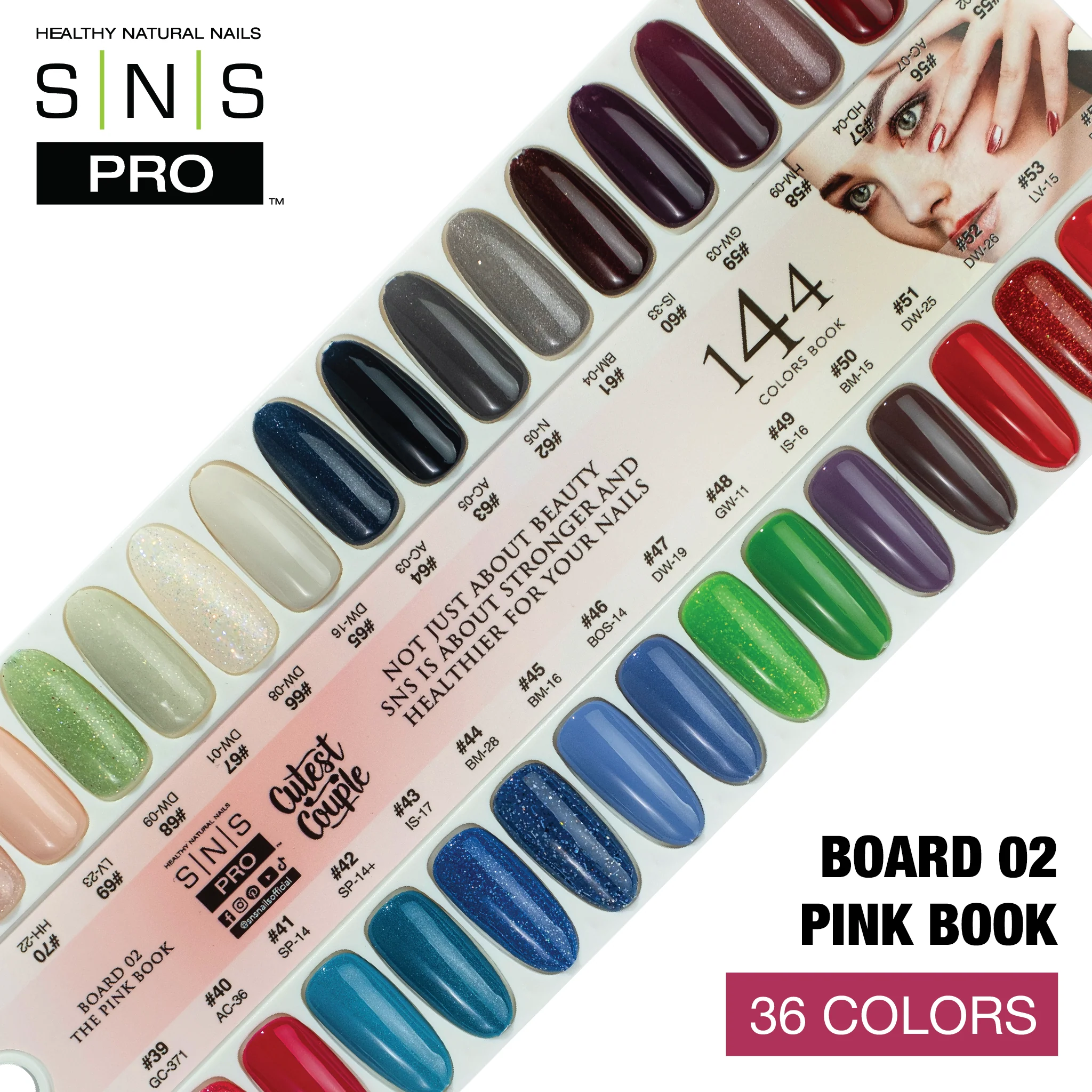 SNS Pro Dipping & Acrylic Powder - Set 36 Colors - Board 02 Pink Collection (037 - 072) - Image 2