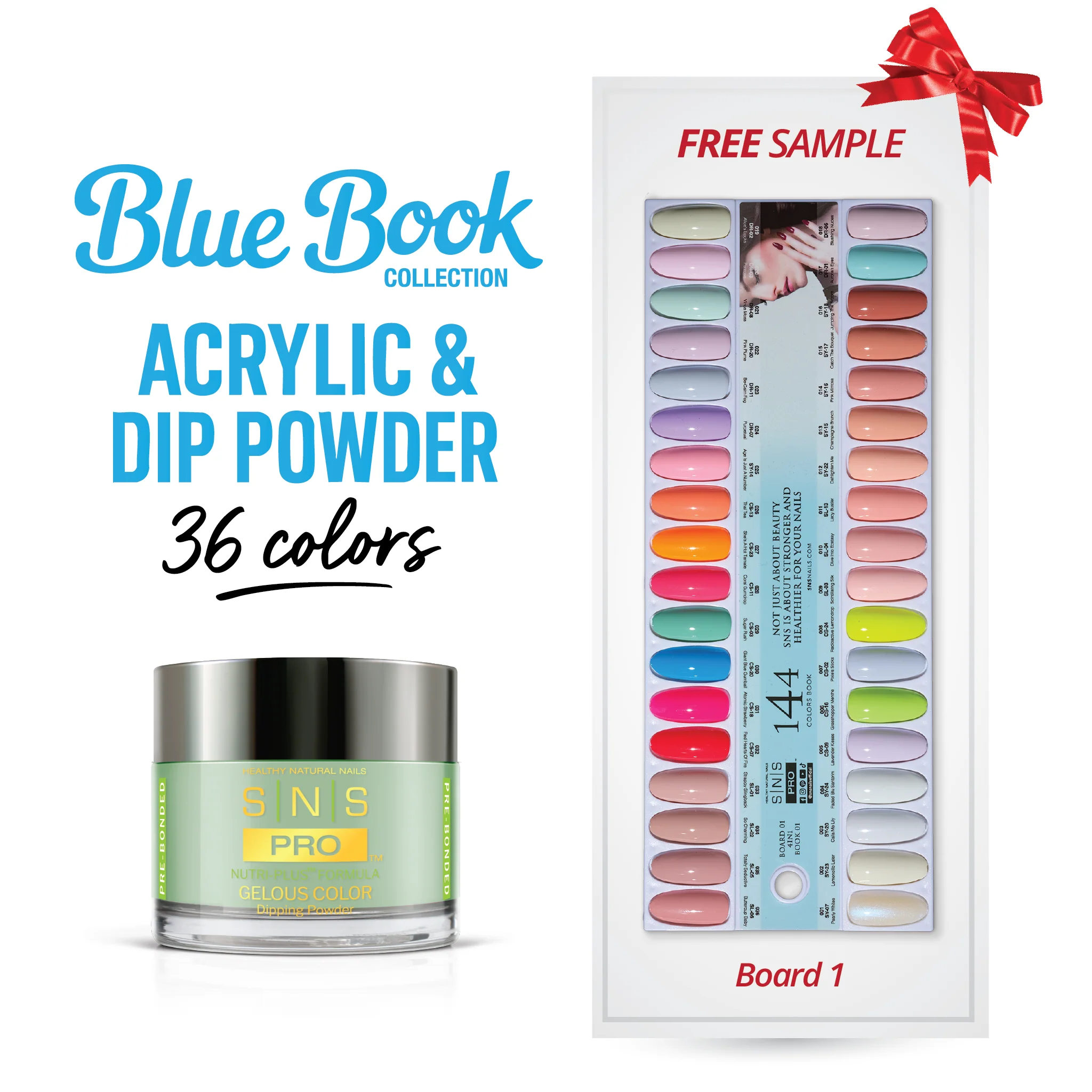 SNS Pro Dipping & Acrylic Powder - Set 36 Colors - Board 1 (001 - 036) - Tiffany Blue Collection